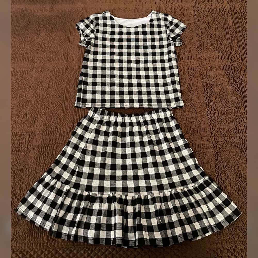 Kidpik Girl Plaid Outfit Top and Skirt Set Size-S/M